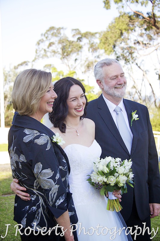 Bride with her parents pre wedding at Georges Heights Mosman - wedding photography sydney
